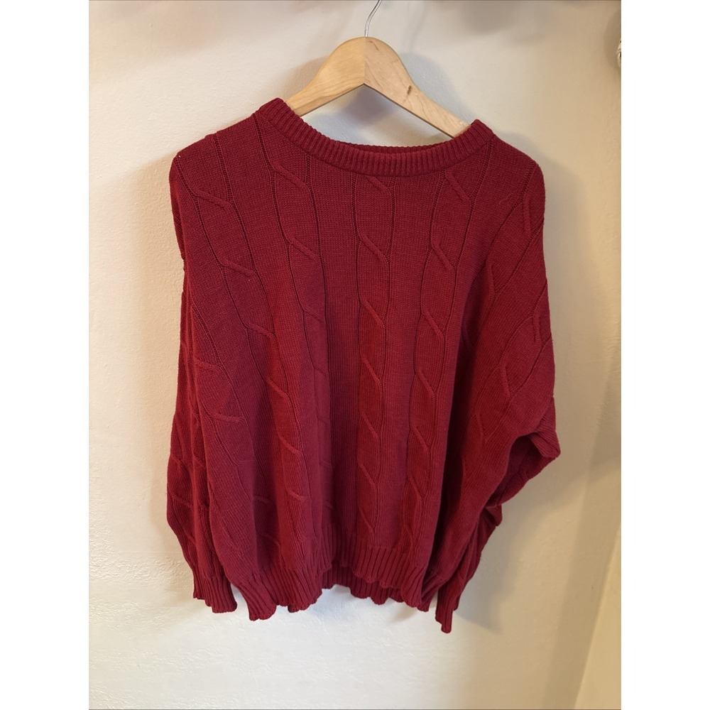 Vintage GANT Men's Red Cable Knit Sweater Heavyweight Cotton Pullover XL USA